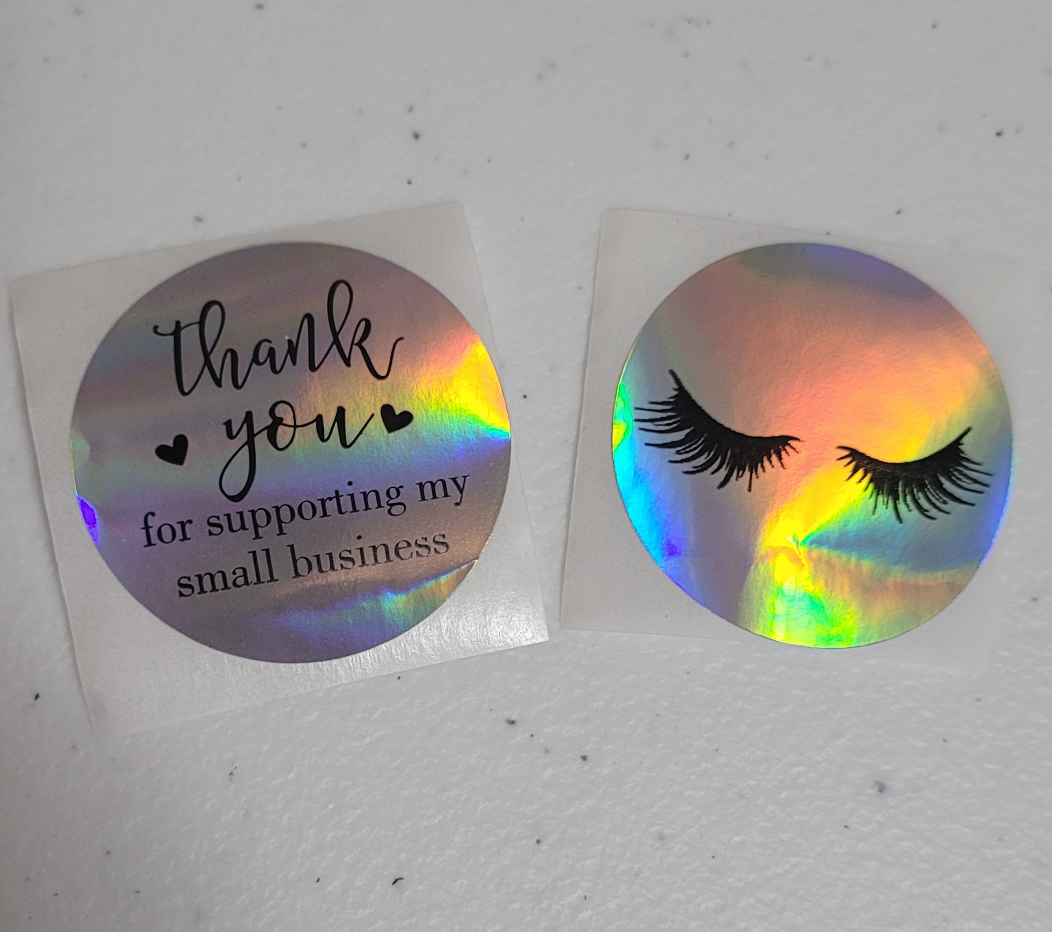 100 Sticker Prediseñado Circular 8 holographic 2 diseños