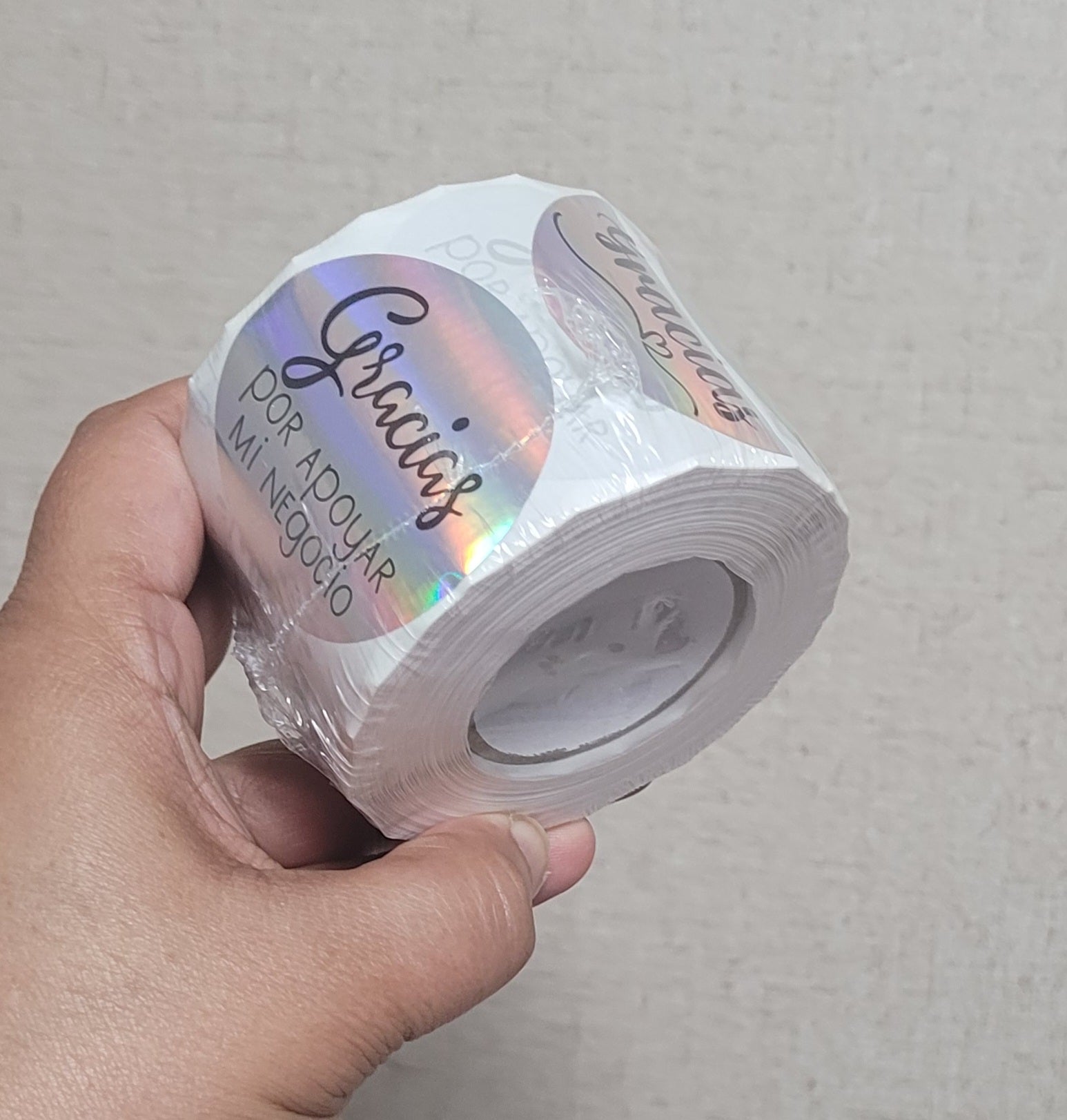 Liquidación Rollo 450 Stickers Prediseñado Circular Holo Español