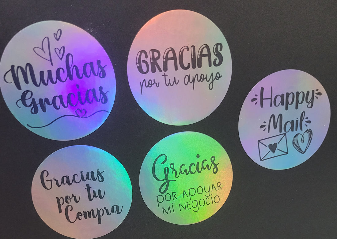 Liquidación Rollo 450 Stickers Prediseñado Circular Holo Español