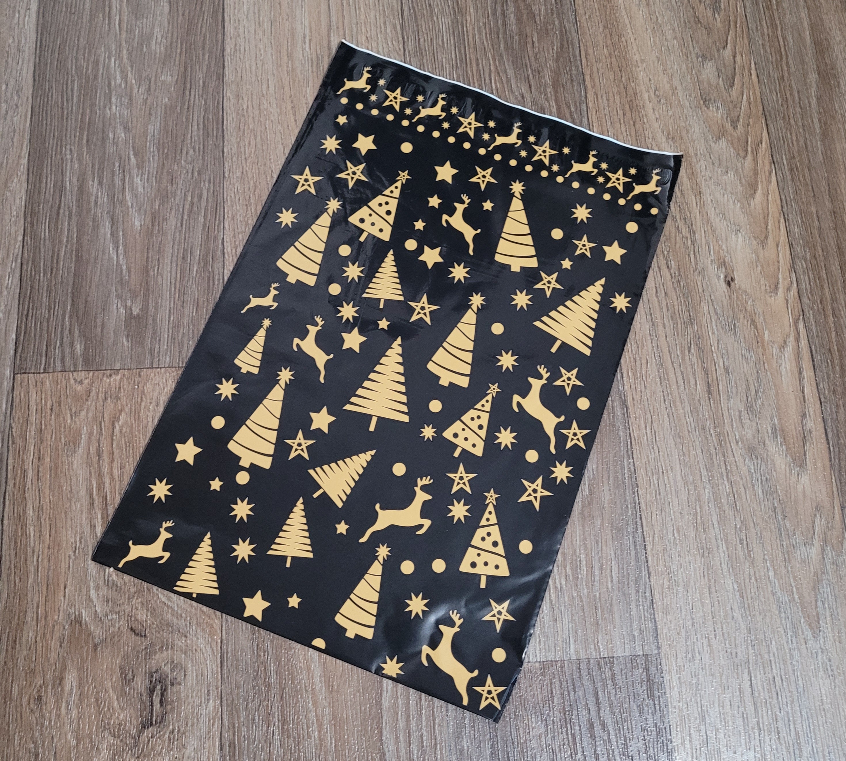 Bolsas de envío 10x13 Navidad Gold/Black