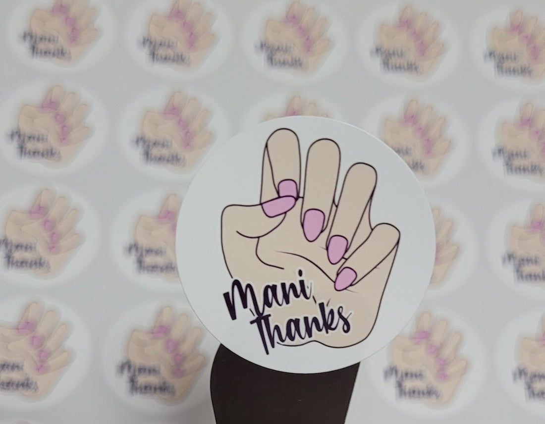 Stickers 1.5" Mani, Thanks