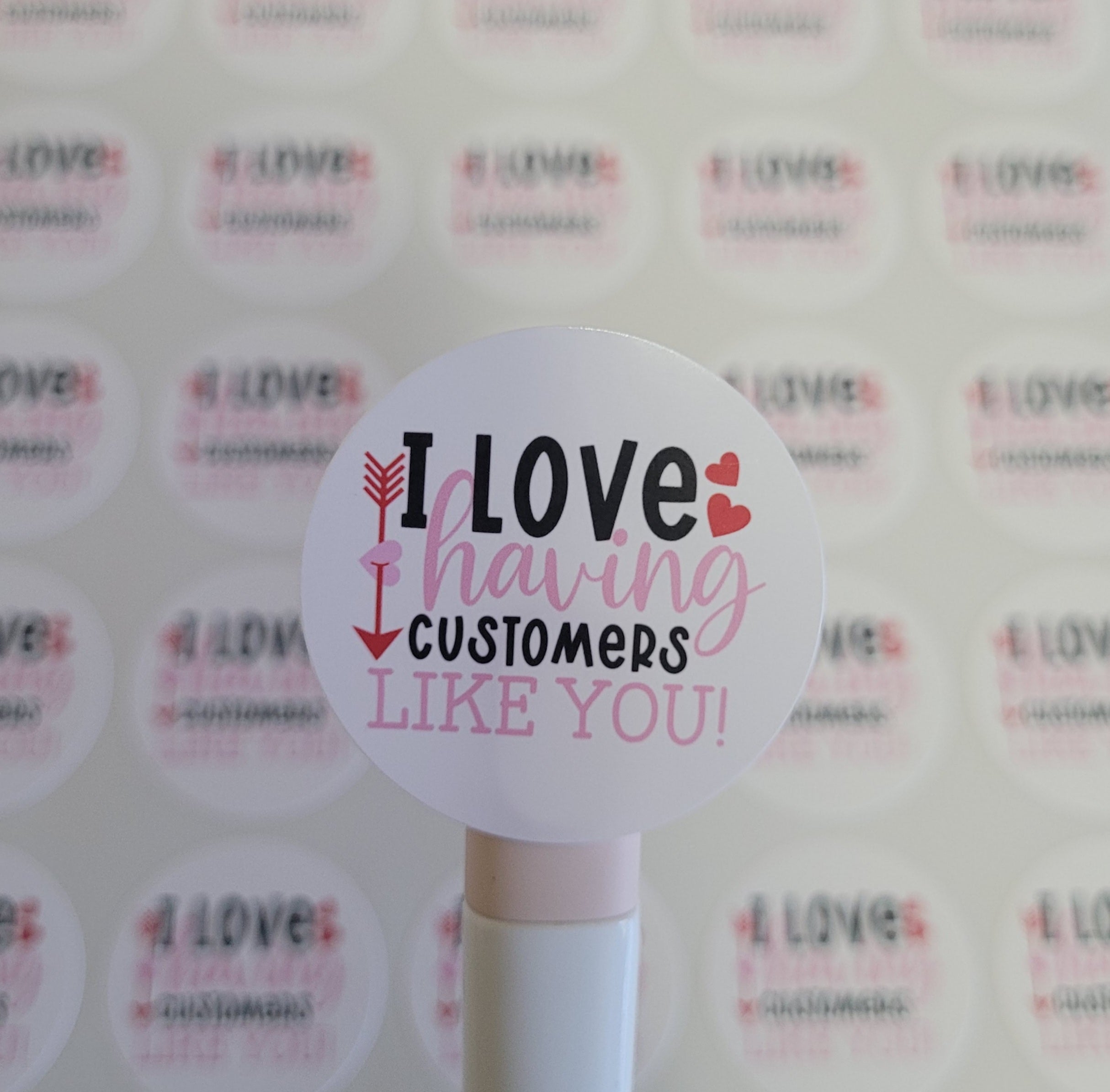 120 Stickers Prediseñado ALC 1.5" I Love Customers
