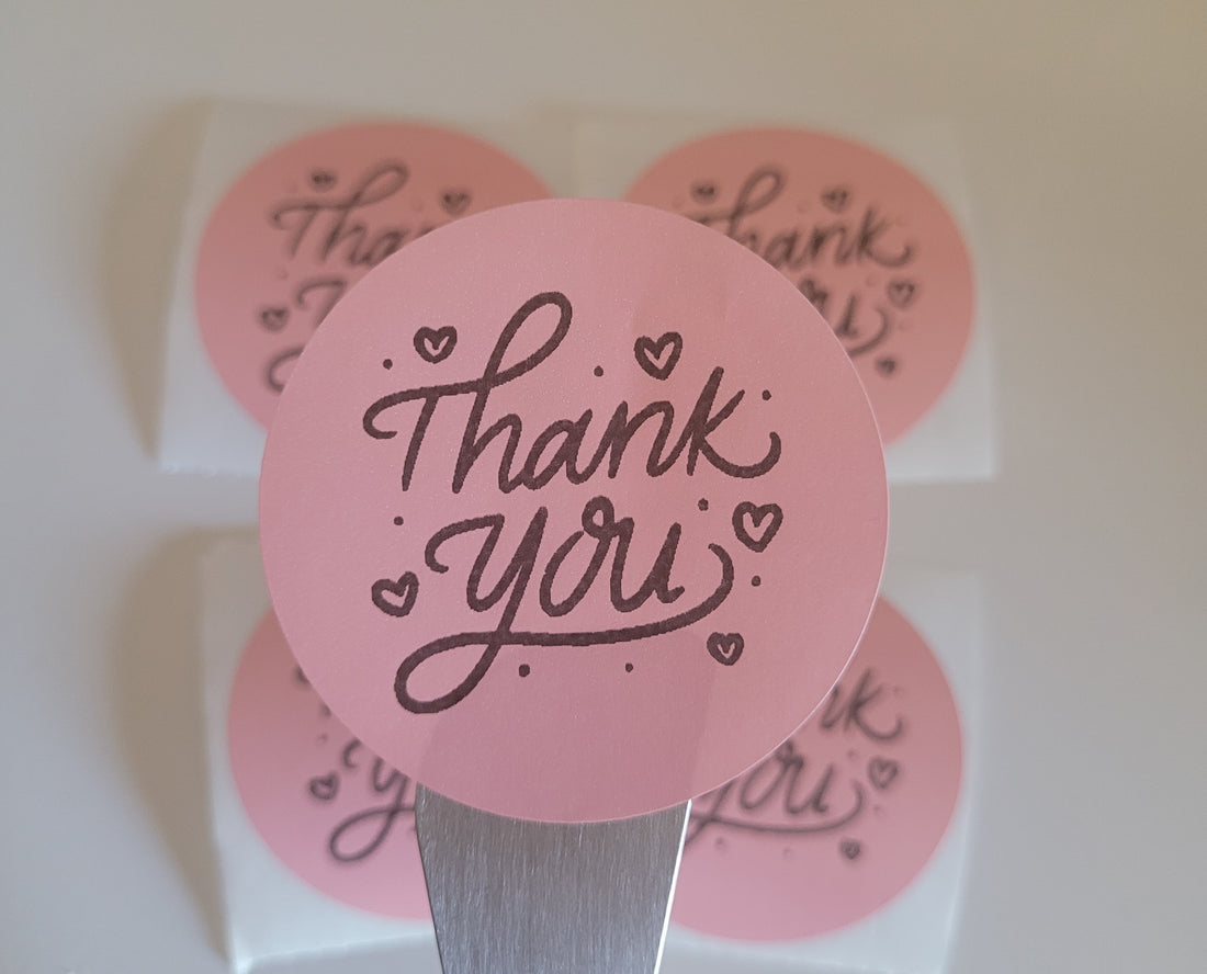 Stickers Prediseñados Thank You Pink 2"