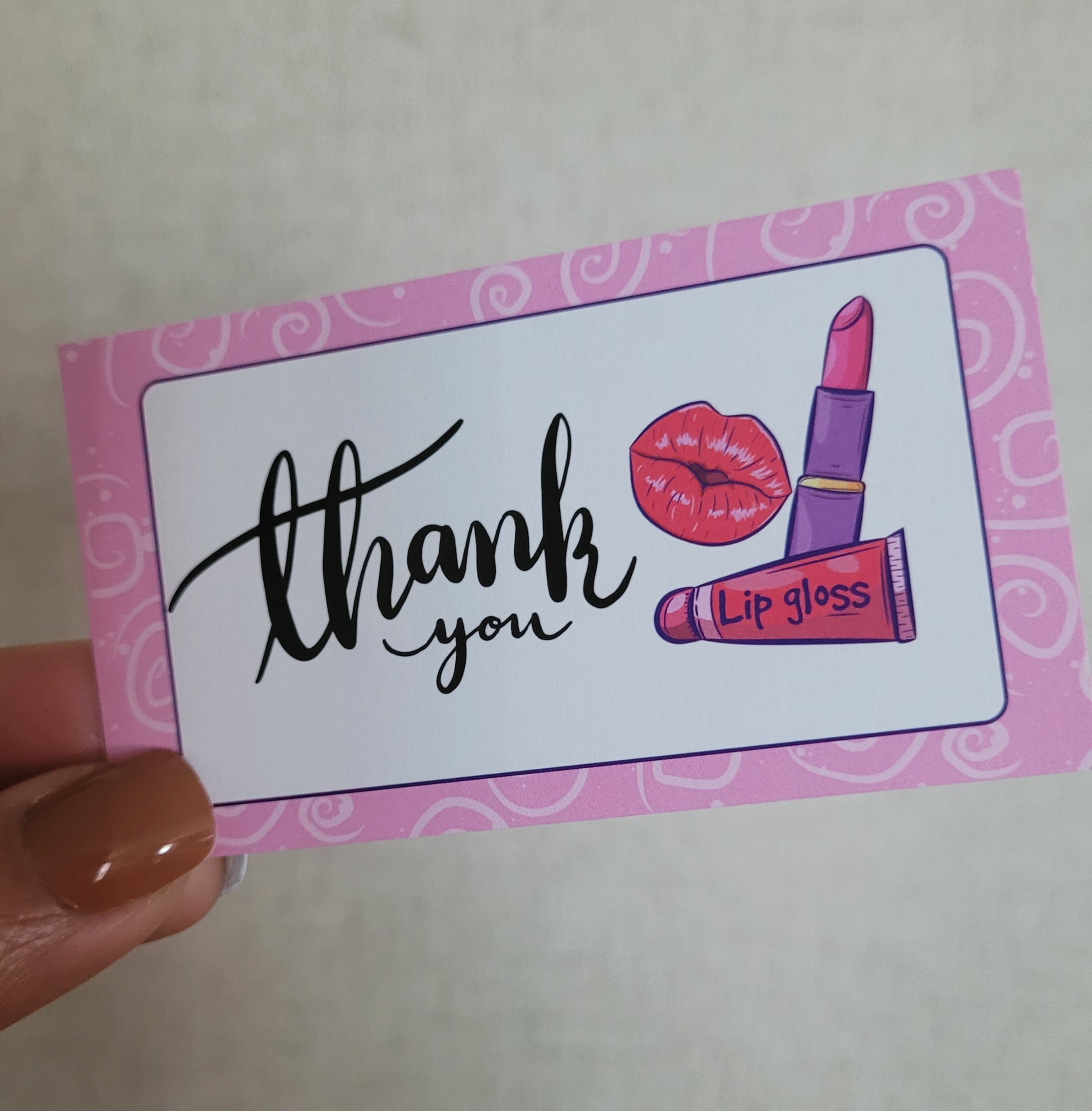 Tarjetas Agradecimiento Makeup White/Pink