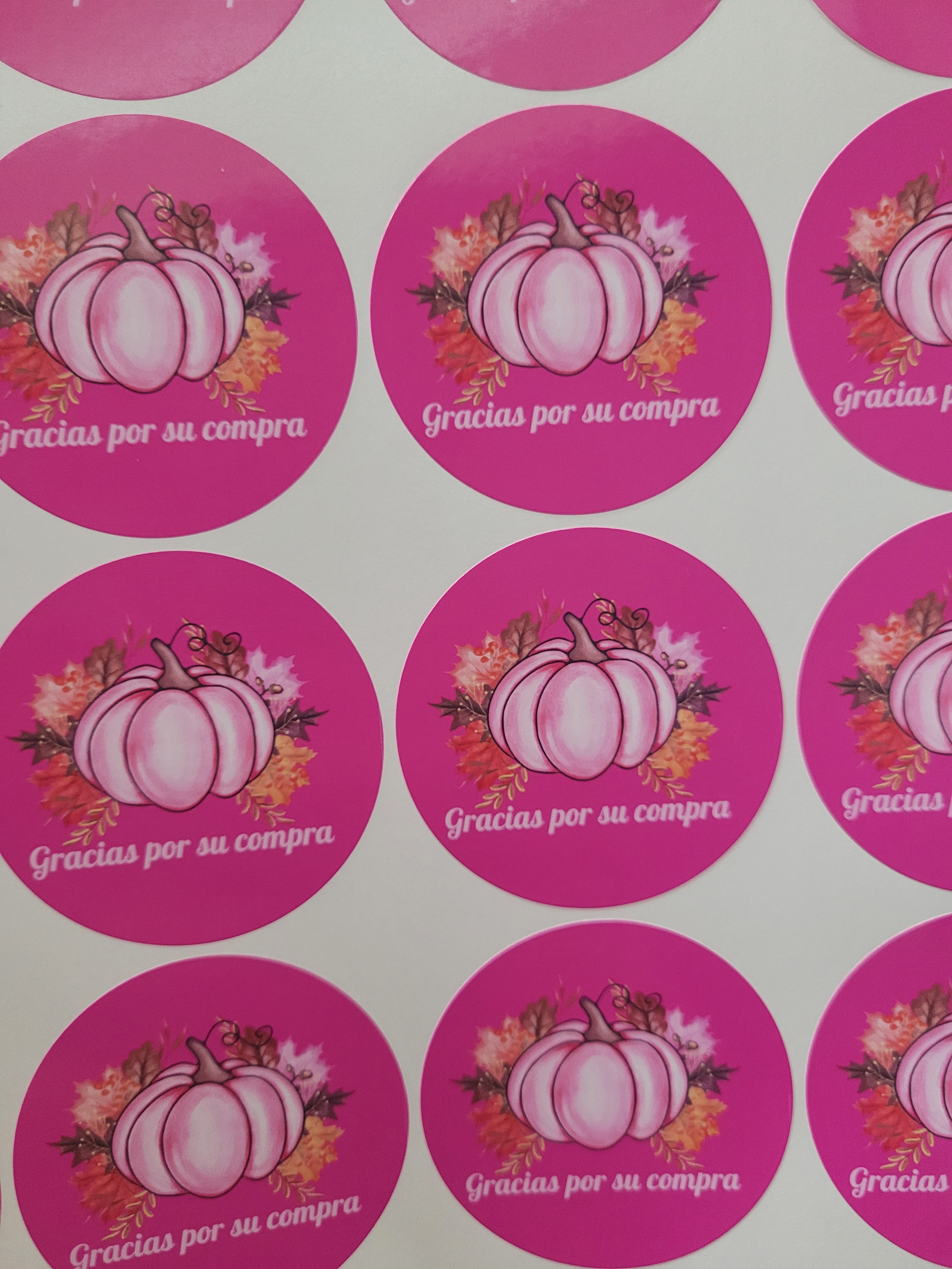 100 Stickers 2" ALC OtoñoPumpkins Rosa