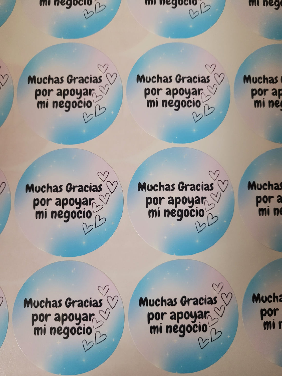 100 Stickers 2" ALC Muchas Gracias apoyar negocio 2