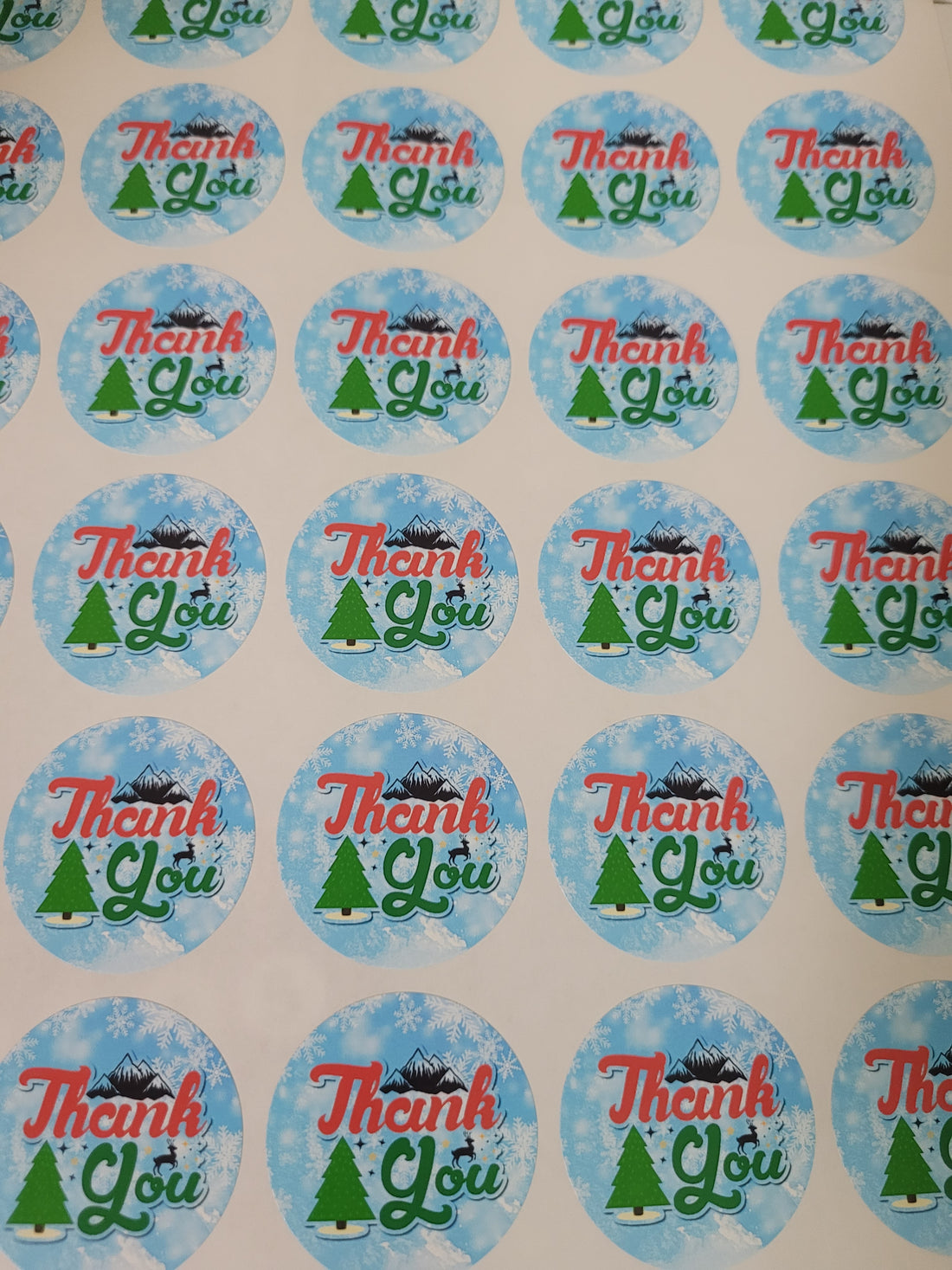 120 Sticker ALC Christmas Blue Thank You 1.5"