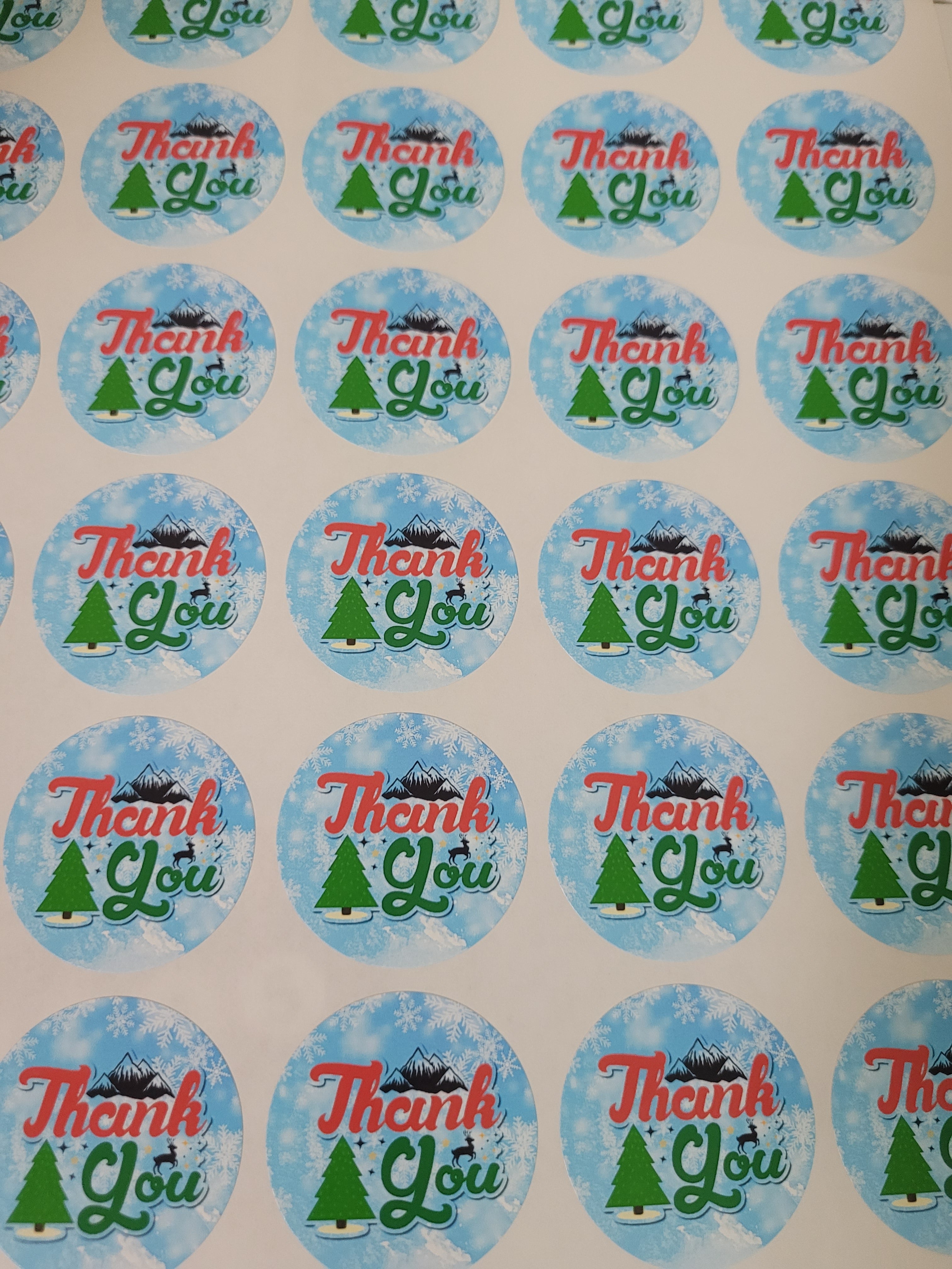 120 Sticker ALC Christmas Blue Thank You 1.5"