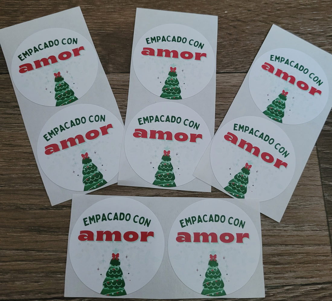 100 Stickers 2" Empacado Christmas Spanish