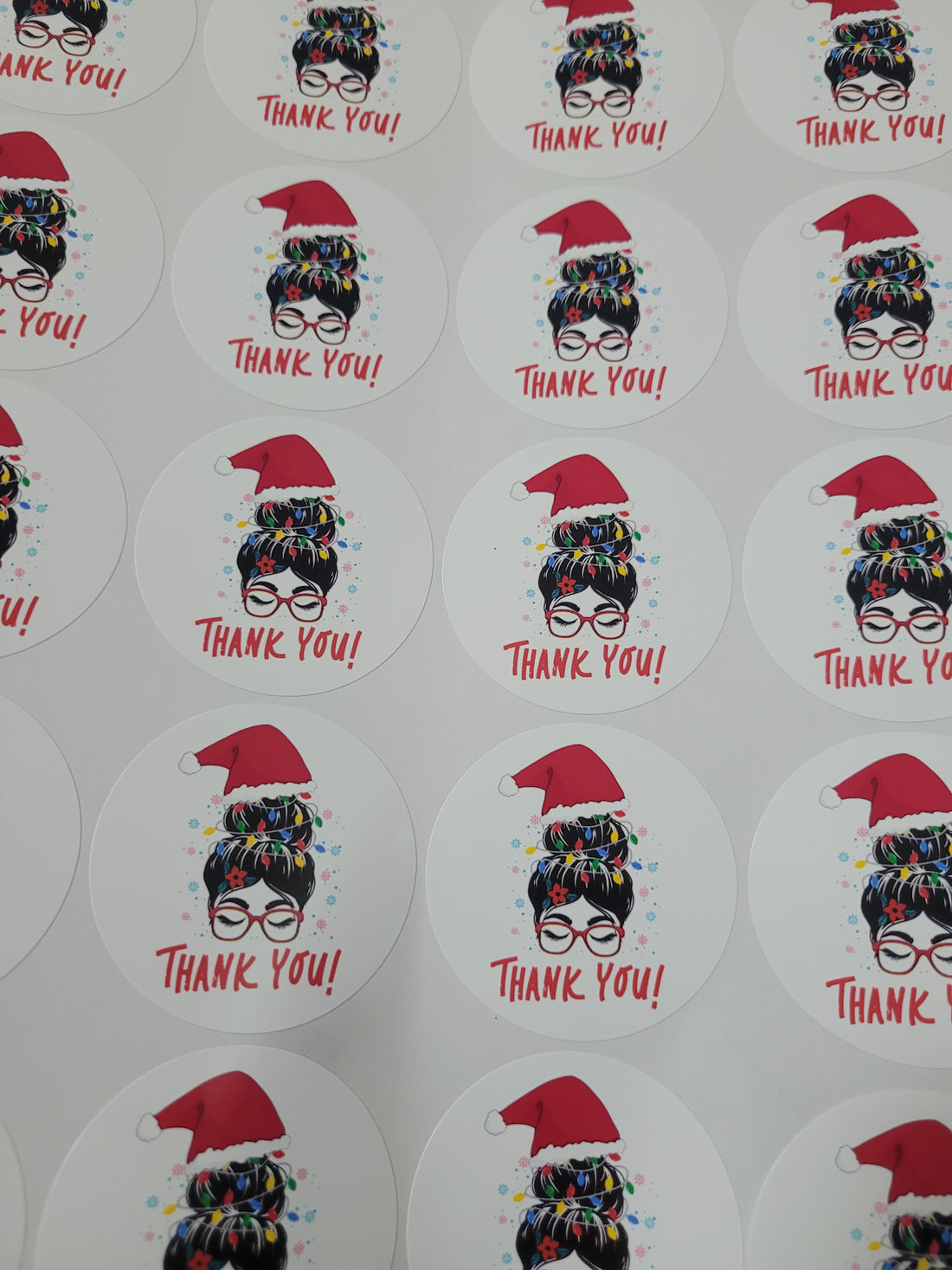 100 Stickers 2" Christmas Messy Bun