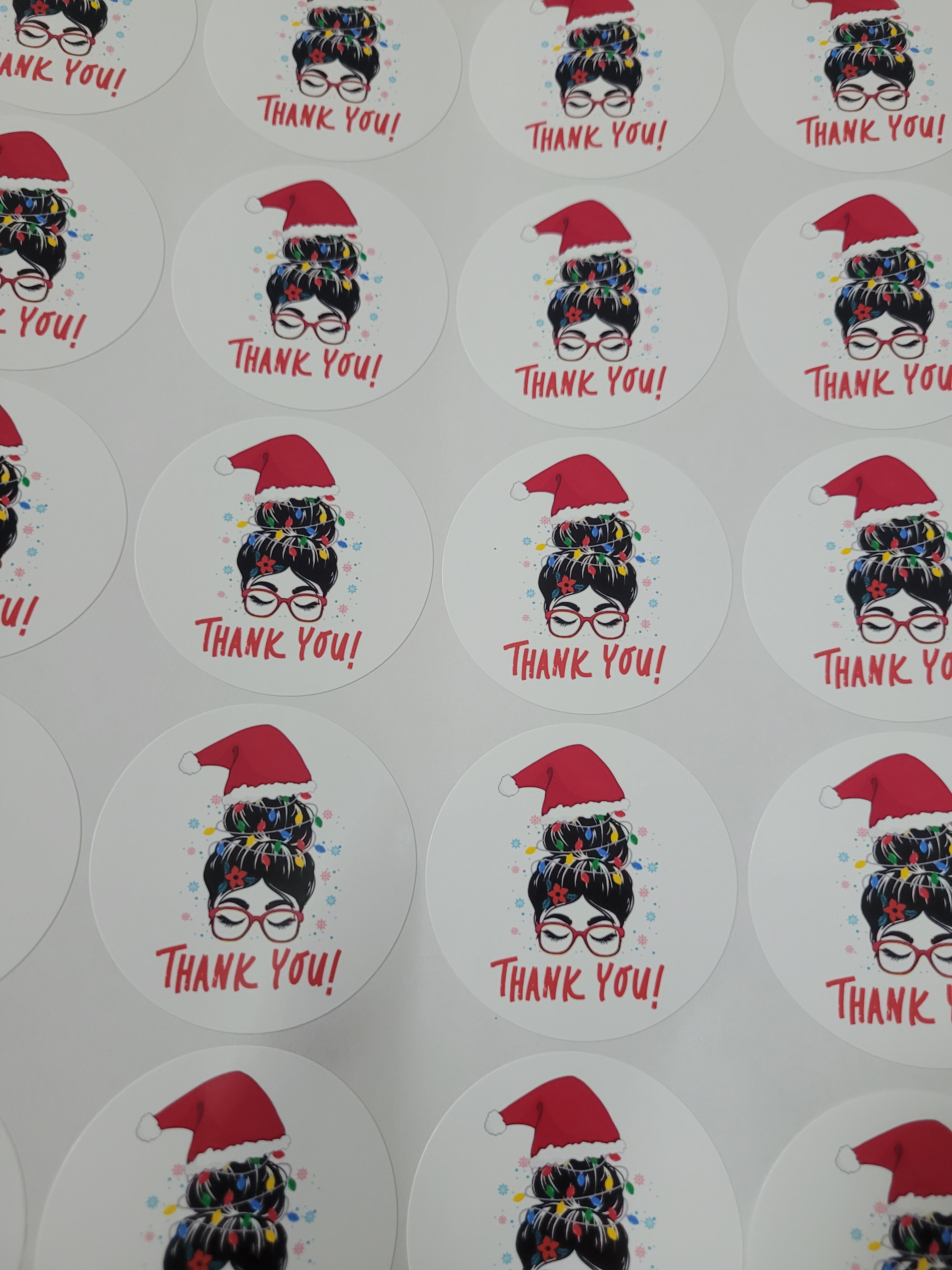 100 Stickers 2" Christmas Messy Bun