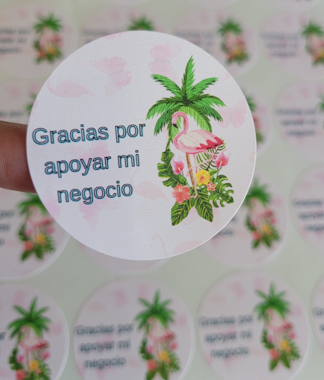 Stickers 2" Agradecimiento Flamingo 1