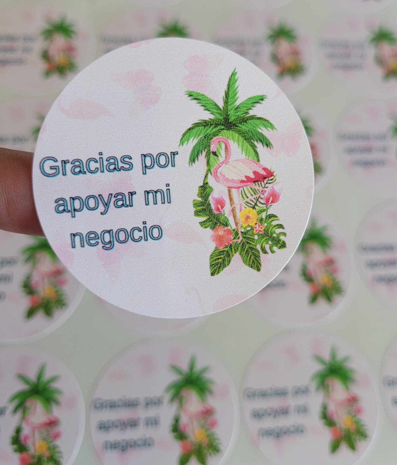 Stickers 2" Agradecimiento Flamingo 1