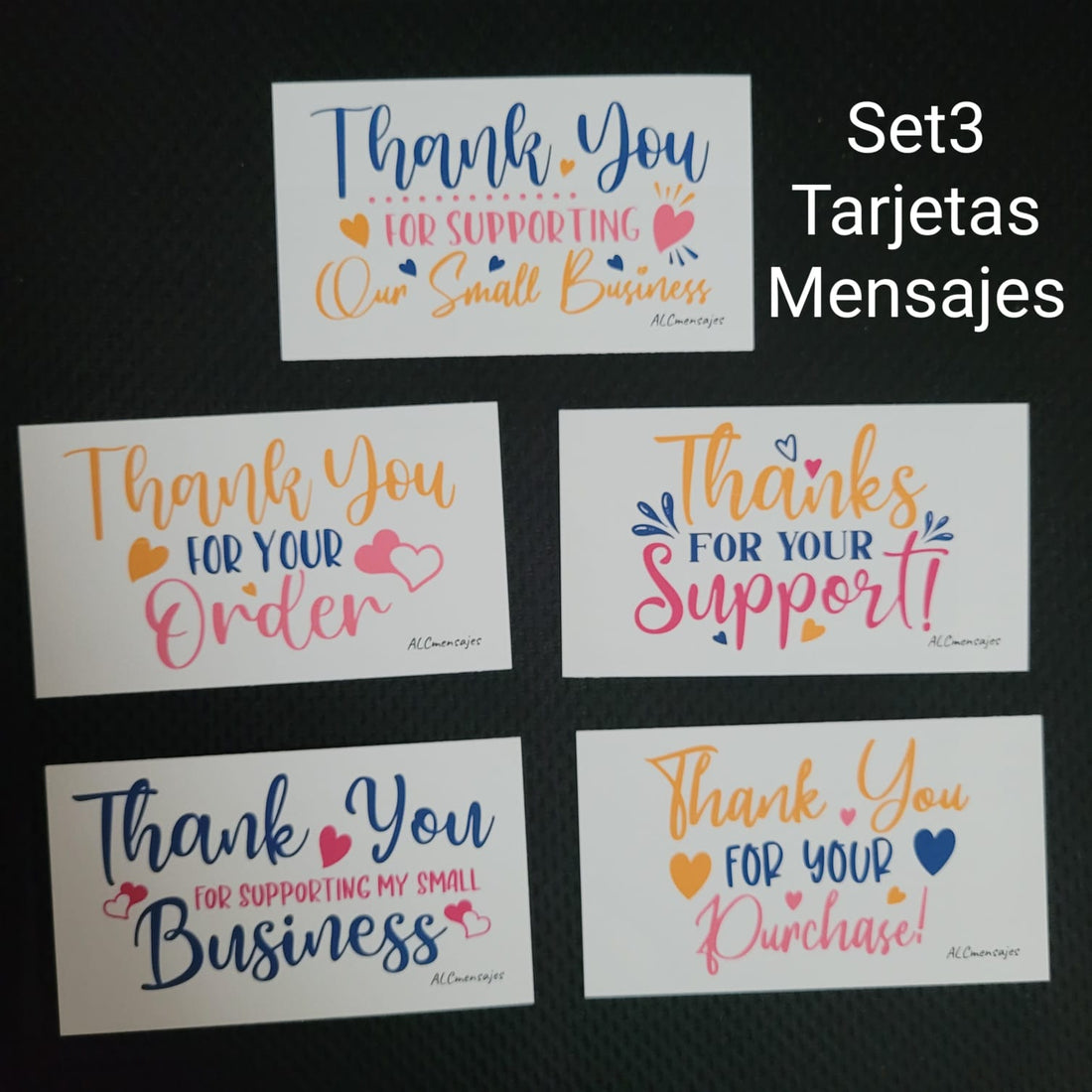 Tarjetas 5Mensajes Agradecimiento Ingles