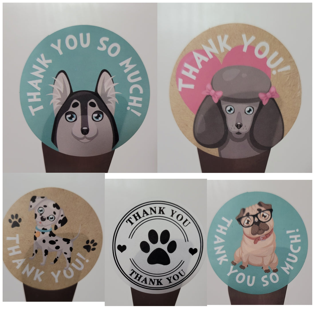 100 Stickers Prediseñado Circular Dogs