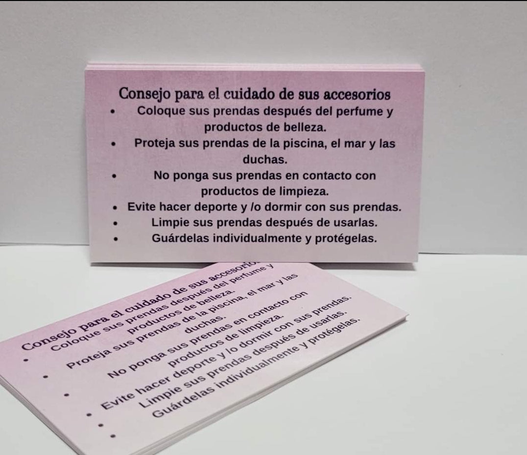 Tarjetas Cuidado de Joyería