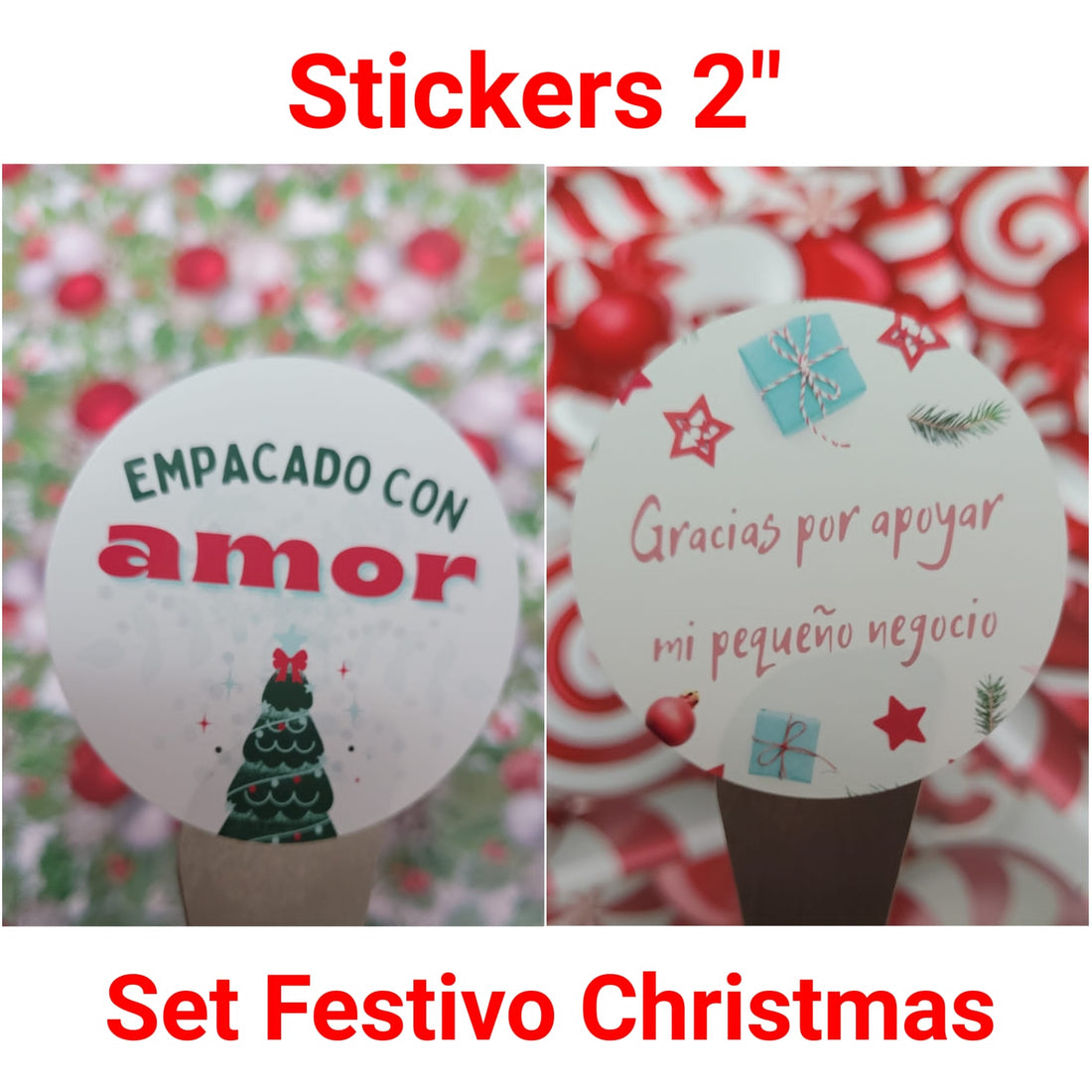 Stickers Navidad tamaño 2" Duo