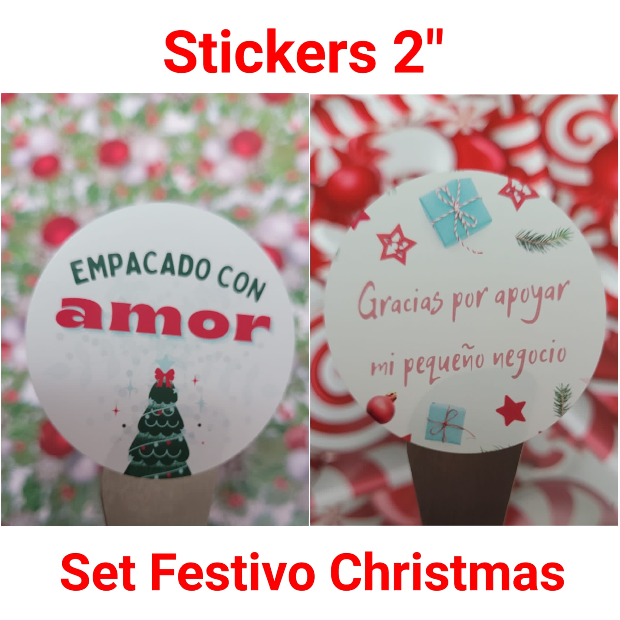 Stickers Navidad tamaño 2" Duo