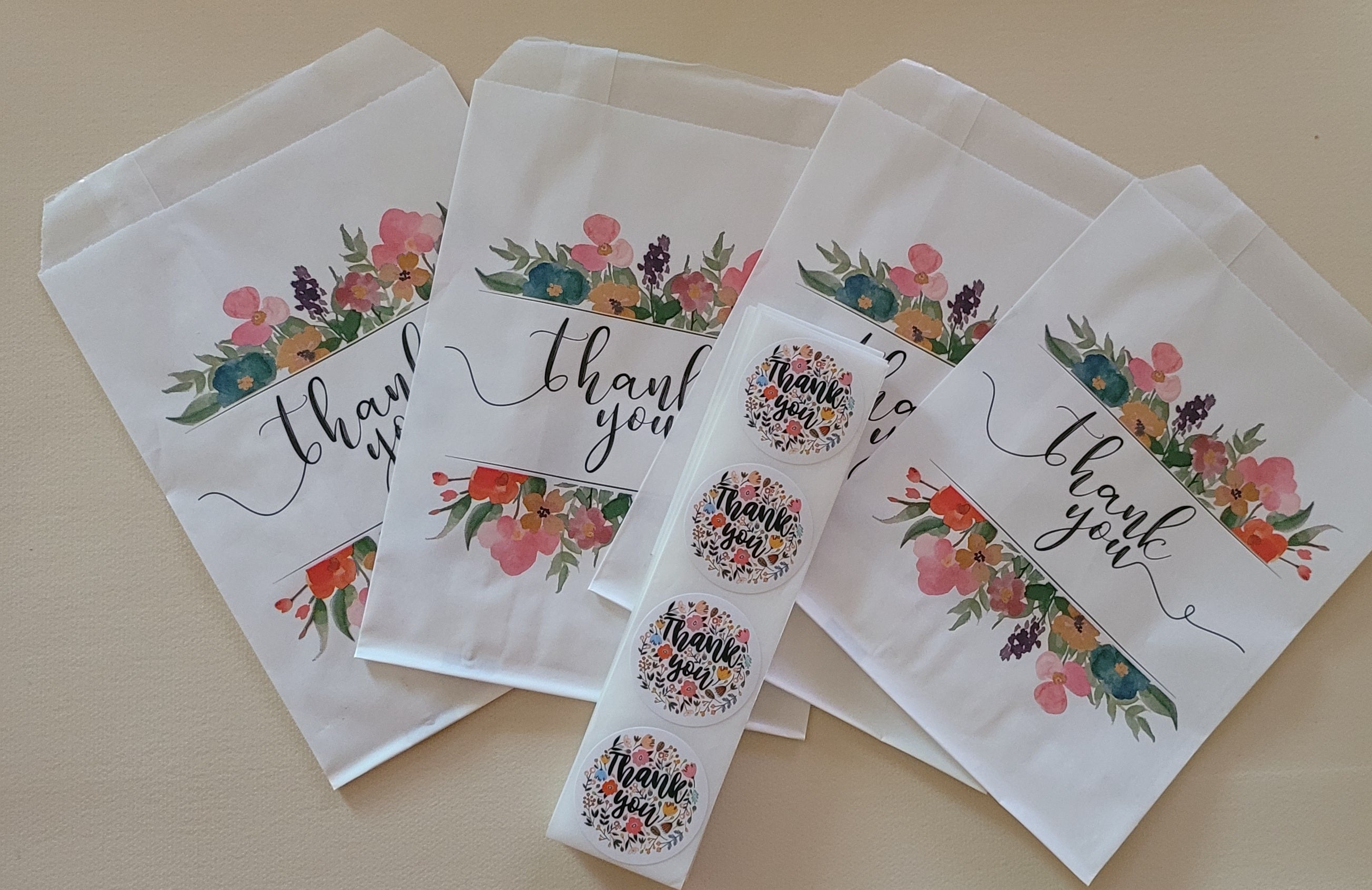 40 Bolsas de Papel 5x7 White/Floral