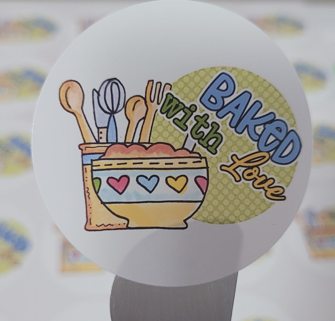 100 Stickers 2&quot; Baked with Love 3