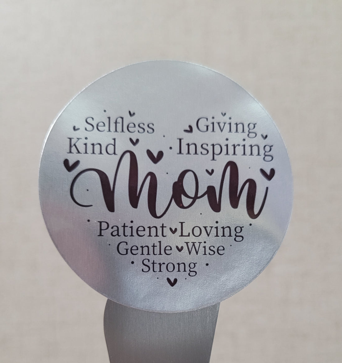 Stickers 2&quot; Silver Foil MOM