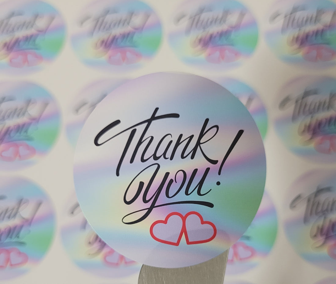 100 Stickers 2&quot; Thank You! Holo