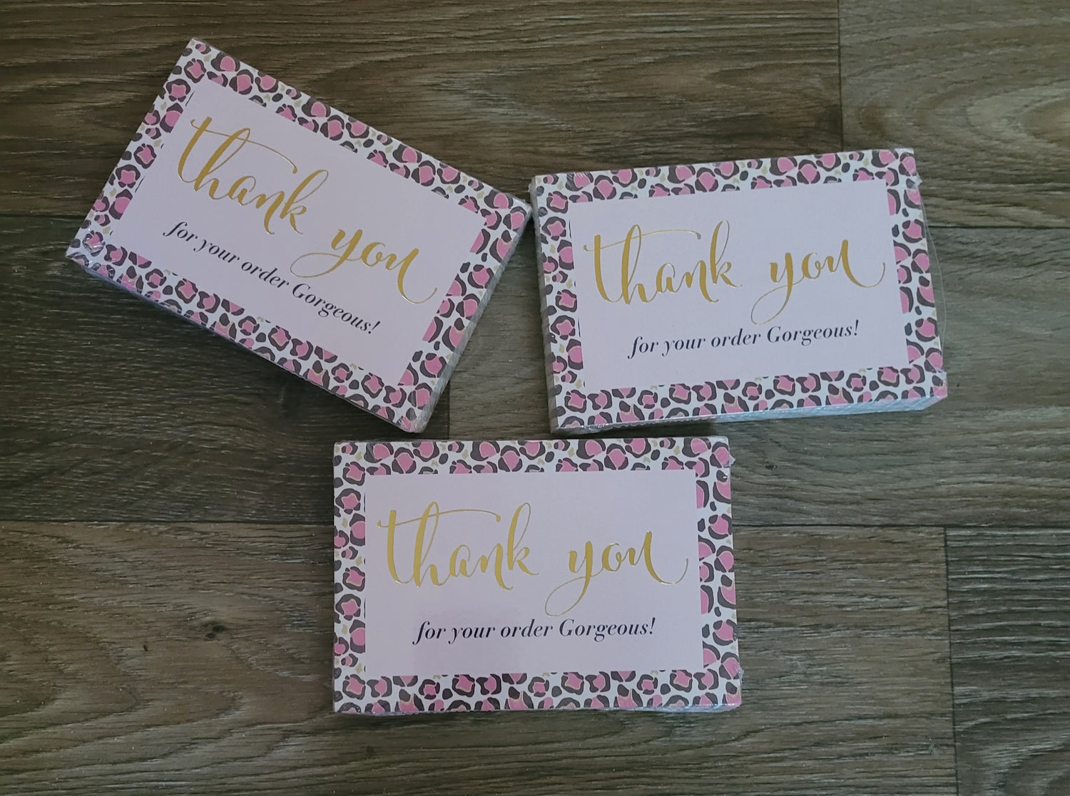 Thank You  Insert Card  Leopard Print Pink