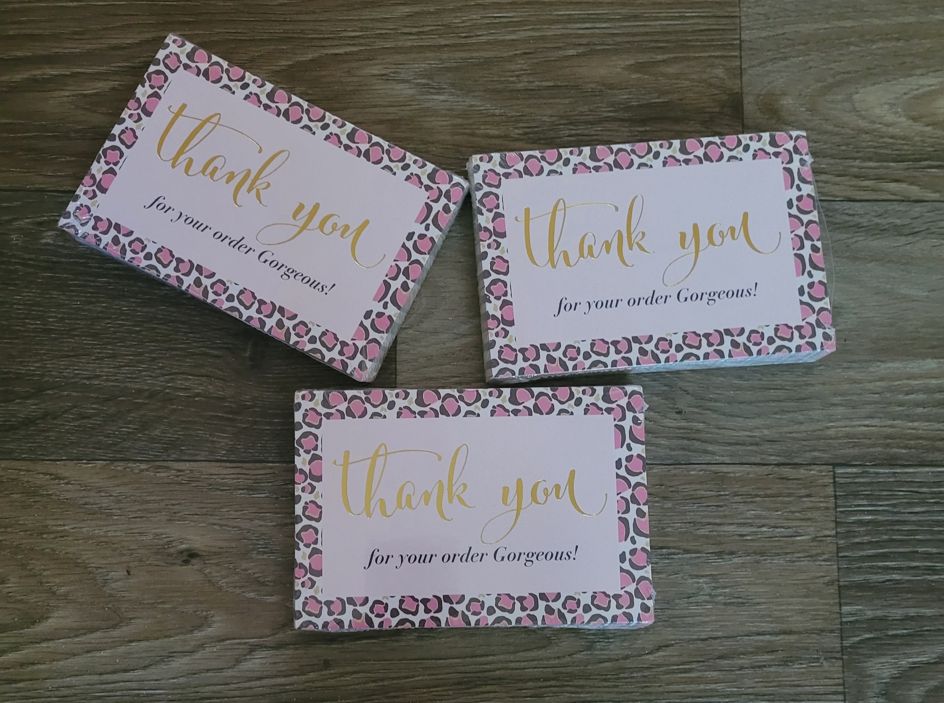 Thank You  Insert Card  Leopard Print Pink
