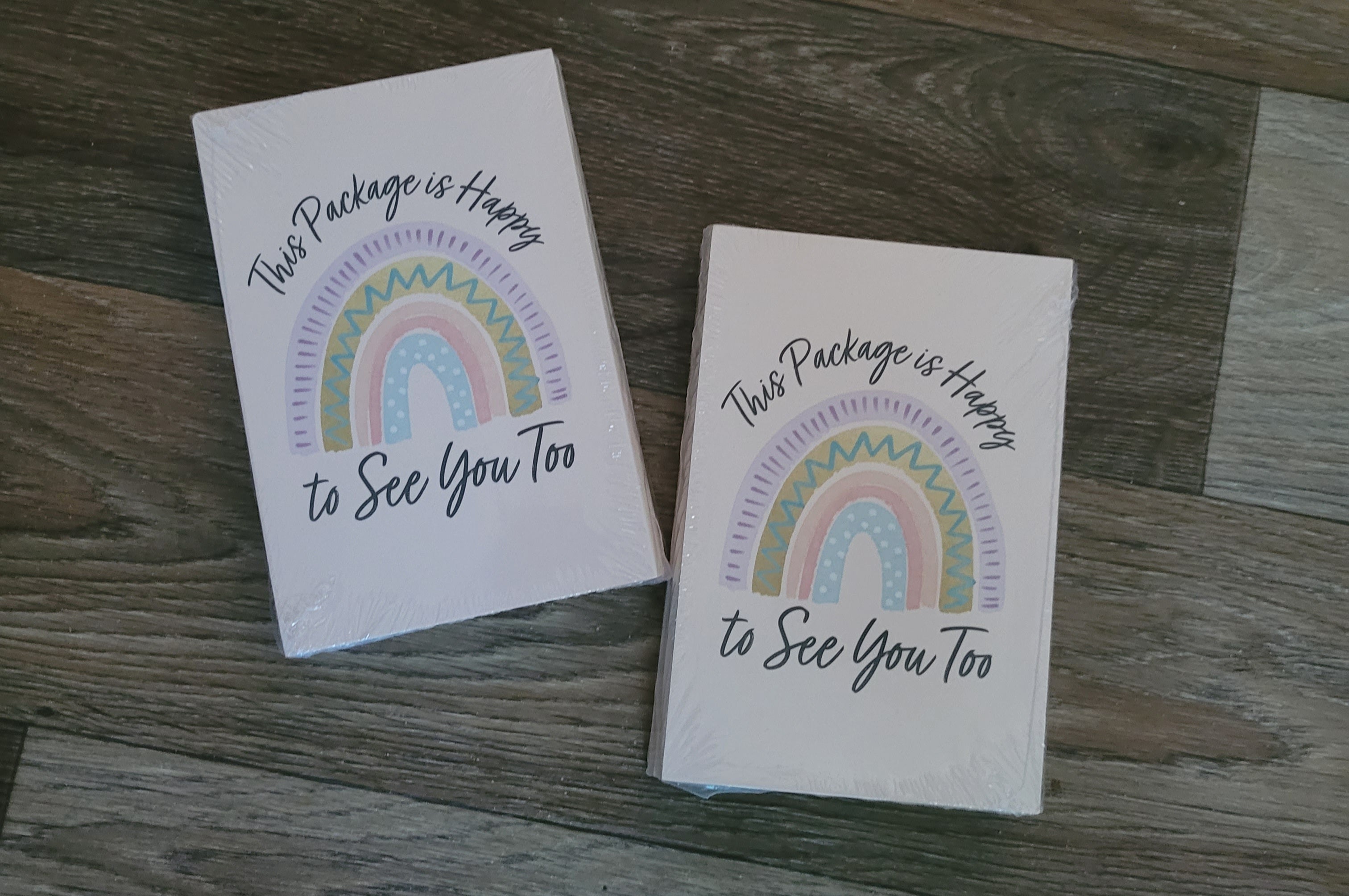 Insert Card Rainbow &quot; This Package is happy to see you too&quot;