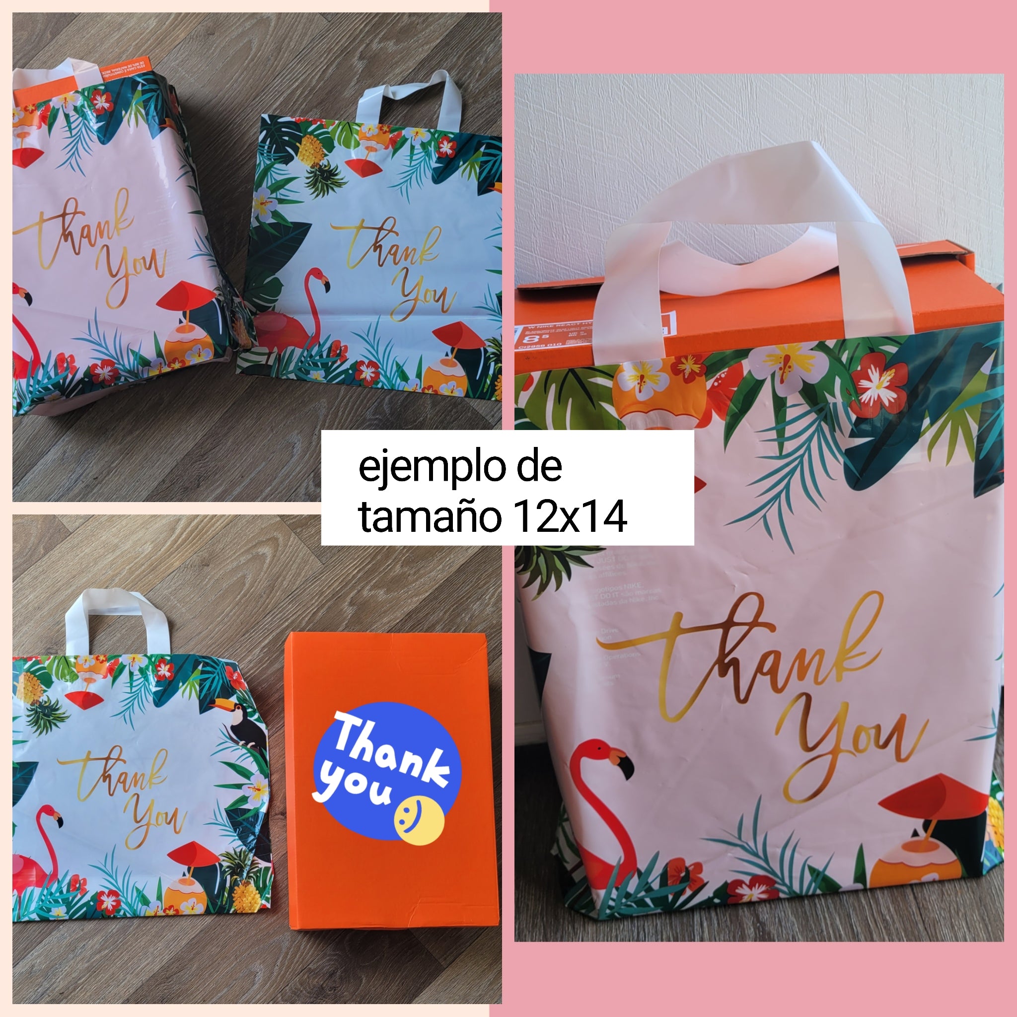15 Bolsas de Entrega Directa Thank You Rectangular Flamingo 2
