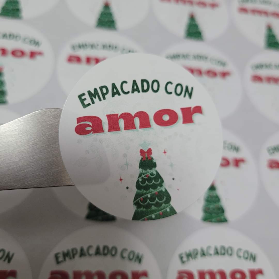 100 Stickers 2" Empacado Christmas Spanish