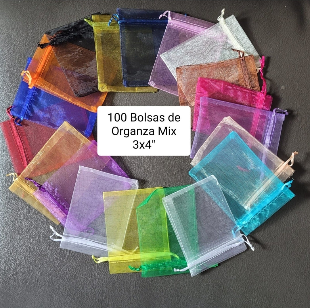 Set de Bolsas de Organza 3x4 Mix